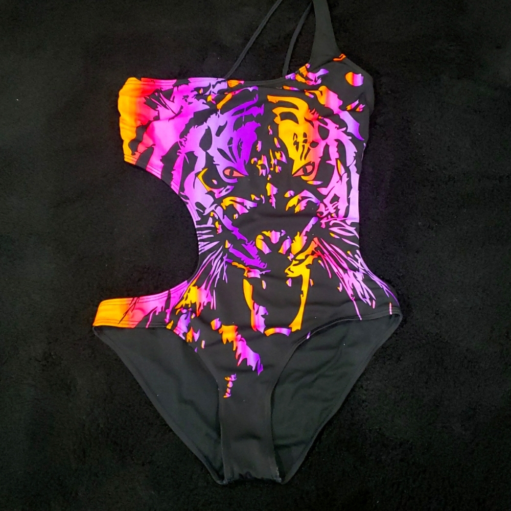 SHI 80's neon tiger one piece swimsuit